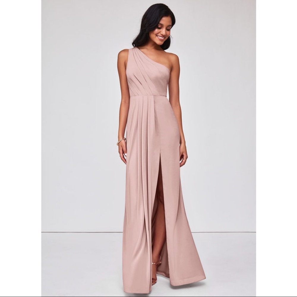 Azazie Madi One Shoulder Bridesmaid Dress in Dusty Rose - Size 0